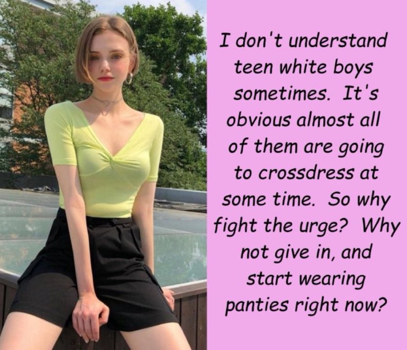 TAMMYSCHOOL1's tweet photo. Good point.... Why fight the urge?
#Sissy #SissyCaptions #Femboy #Crossdresser https://t.co/e60nnzw31C