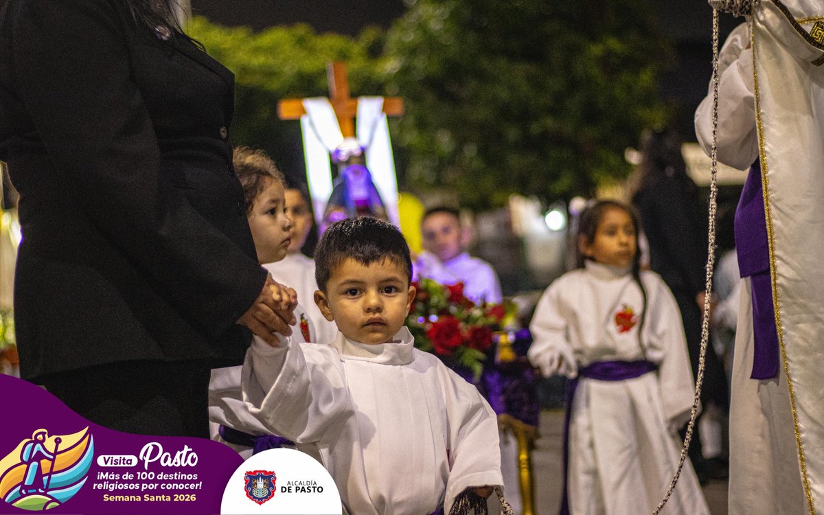 alcaldiapasto's tweet image. 👣 Más de 1.000 niños, niñas y adolescentes participaron en la Procesión Infantil de Semana Santa en Pasto.

Una tradición que fortalece el relevo generacional y mantiene viva la fe y la identidad cultural de la ciudad.

#SemanaSanta2026 #ProcesiónInfantil #Pasto