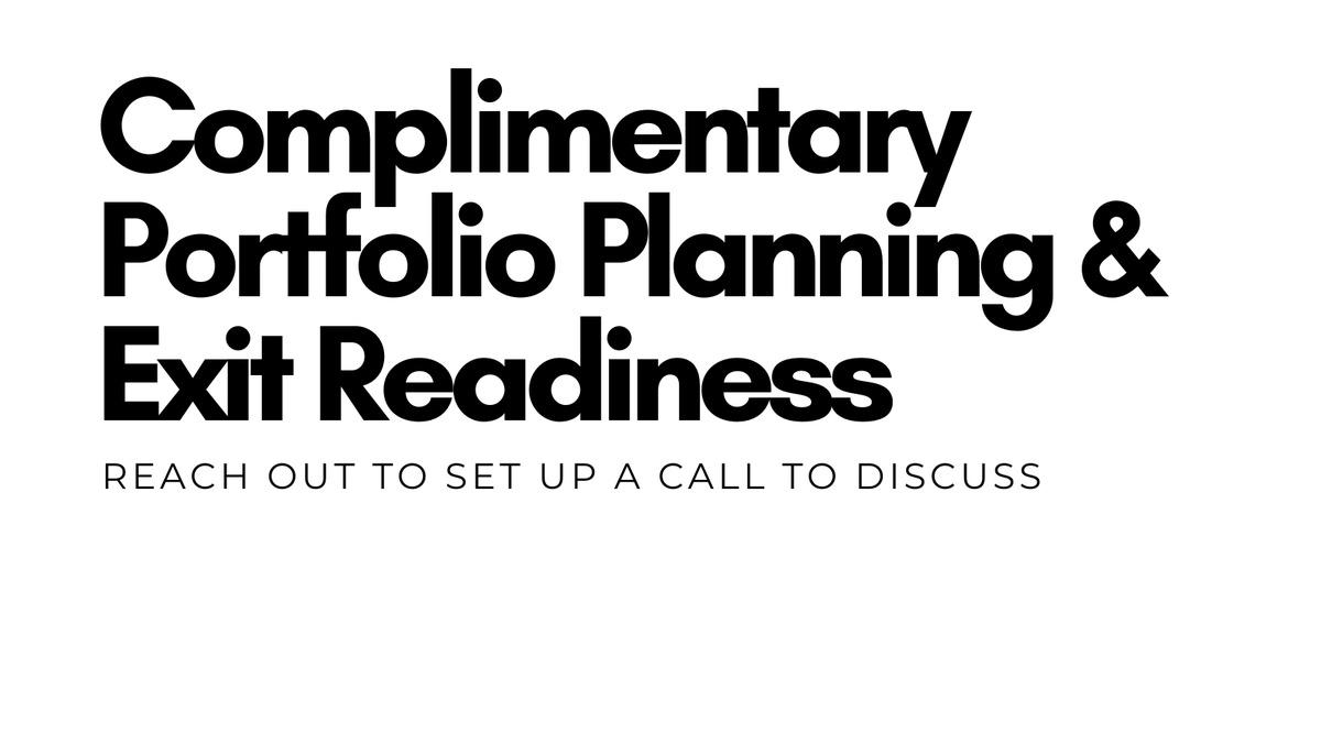 FBN_88's tweet photo. We offer complimentary portfolio planning and exit readiness consultations to help you understand your options, timing, and potential value. Whether you're planning an exit soon or just exploring possibilities, we're here to help.

📩 Reach out to our team to set up a call today. https://t.co/DYKbVlrlDp