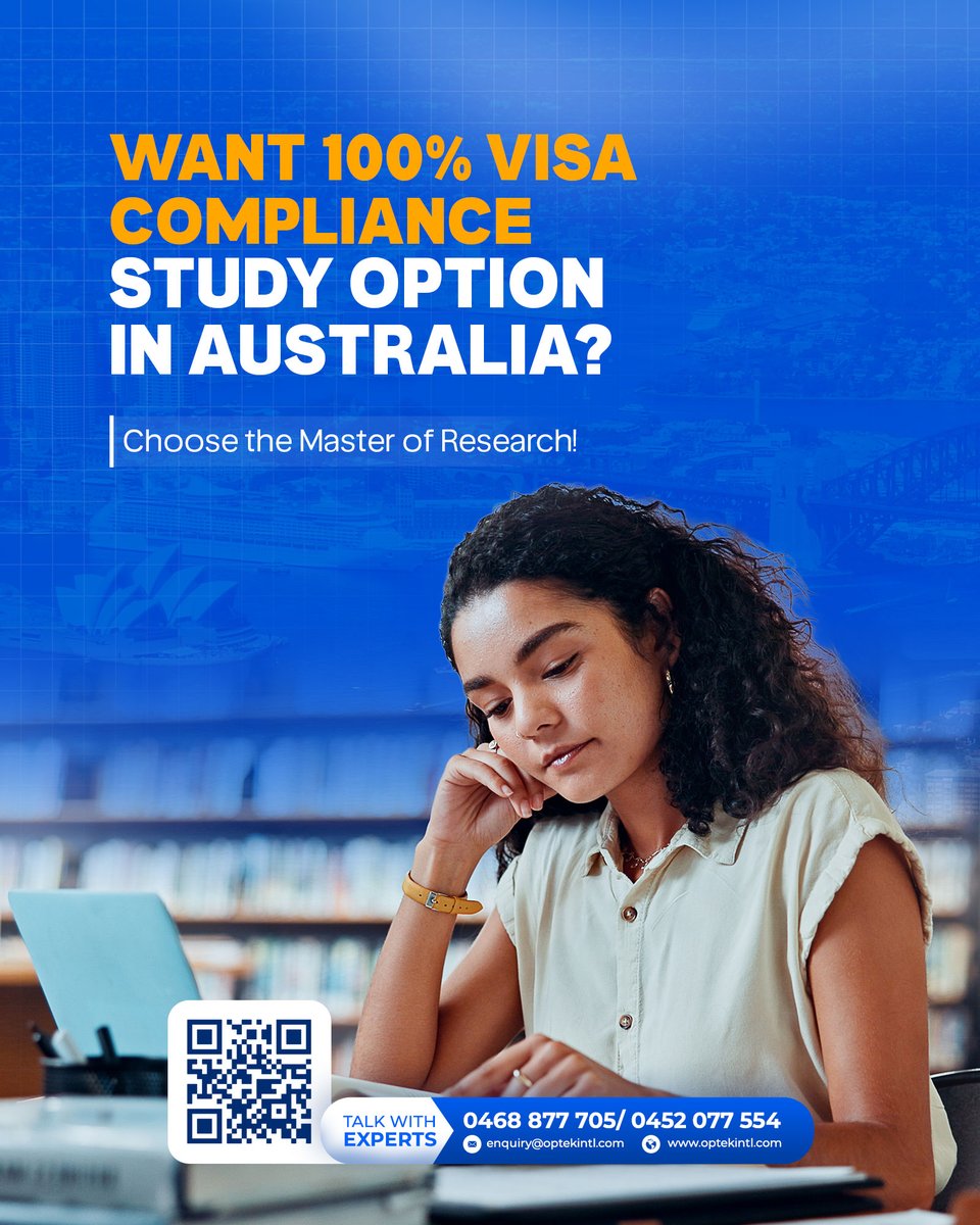 optekintl's tweet image. The competition is higher now. You need a real solid background to achieve your dream.
Master of research can be your trump card.

For further guidance contact Optek International. We guide towards dreams!

#SC500 #optekinternational #optekintl #opteksucess
#visaserviceaustralia