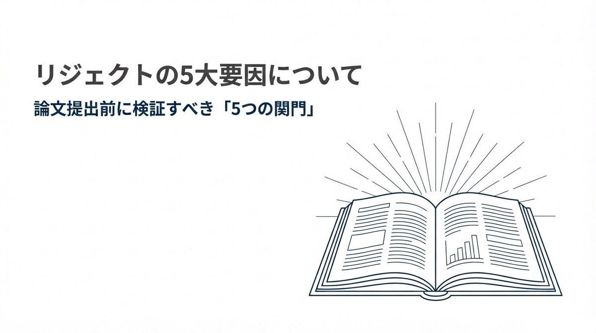 tokei389950's tweet photo. 査読後にリジェクトされる理由5選。

① 新規性が弱い
すでに知られている内容の確認にとどまり、
「この研究で何が新しく分かったのか」が伝わらないと評価されにくくなります。
読者や査読者にとって、分野を前に進める一歩が見えない研究は通りにくいです。

② 研究デザインが甘い
対象の選び方、比較方法、データ収集、統計解析などに無理があると、
結果が出ていても信頼性を疑われます。
研究は結果があるか、だけでなく、
その結果を信じてよい設計かが見られます。

③ データが不十分
サンプルサイズが小さい、追跡期間が短い、測定の精度が低いなどがあると、
結論を十分に支えられません。
主張が大きいのに根拠が弱いと、査読では厳しく見られます。

④ 文献レビューが浅い
重要な先行研究を見落としていたり、
自分の研究が既存研究の中でどこに位置づくのかが整理されていないと、
研究の意義そのものが弱く見えてしまいます。
文献レビューは単なる引用集めではなく、研究の立ち位置を示す作業です。

⑤ 文章が読みにくい
内容がよくても、文章が分かりにくいと正しく評価されません。
文法ミスが多い、論理の流れが飛ぶ、表現が曖昧、専門用語が多すぎる、
こうした点は査読者の理解を妨げます。
論文は「正しいことを書く」だけでなく、「伝わるように書く」ことが重要です。

・問いの強さ
・方法の妥当性
・データの説得力
・先行研究との接続
・文章の明瞭さ

以上の5つが抑えるべきPointです。
ぜひ参考にしてみてください！