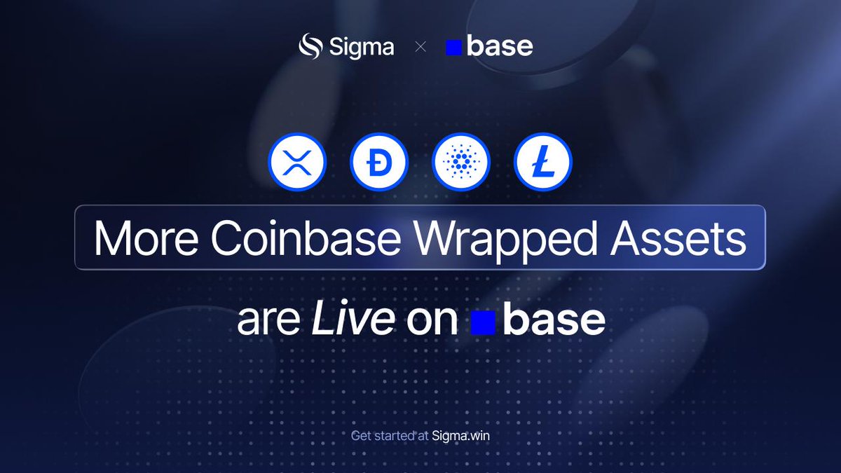 You no longer need CEXs to trade Ripple, Doge, Litecoin, or Cardano.

Thanks to <a href="/base/">Base</a> bringing every asset onchain, wrapped versions are live. Put your blue chips to work across the Base DeFi ecosystem.

Something's cooking for traders of these assets on Sigma - stay tuned 👀