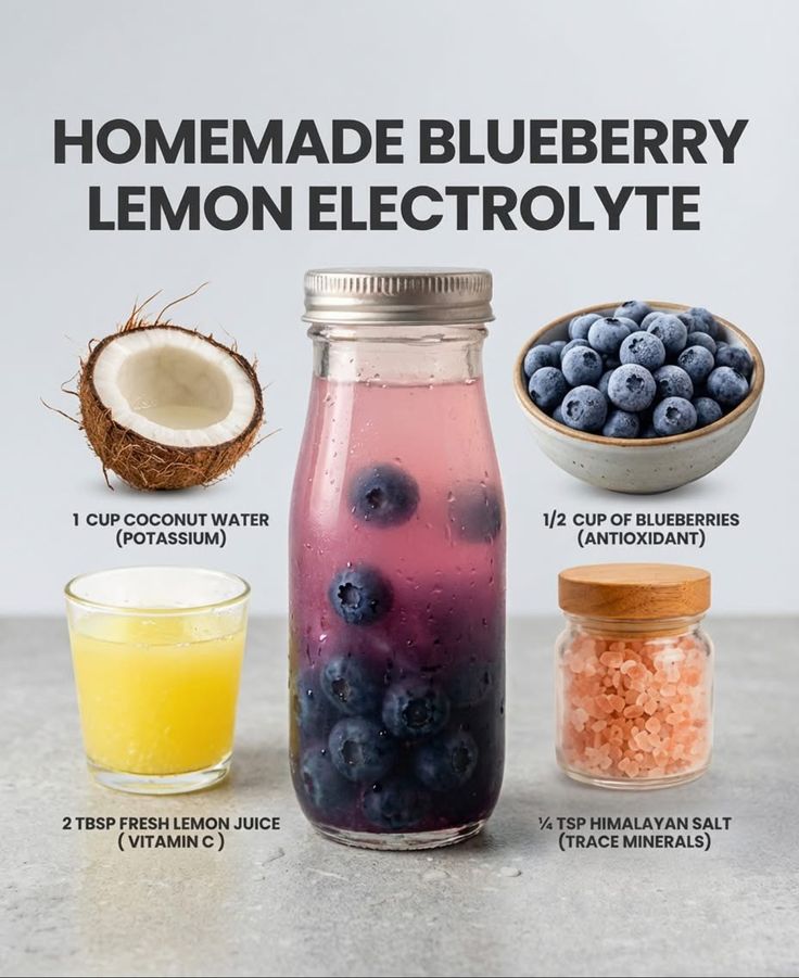Homemade Blueberry Lemon Electrolyte🥥🫐