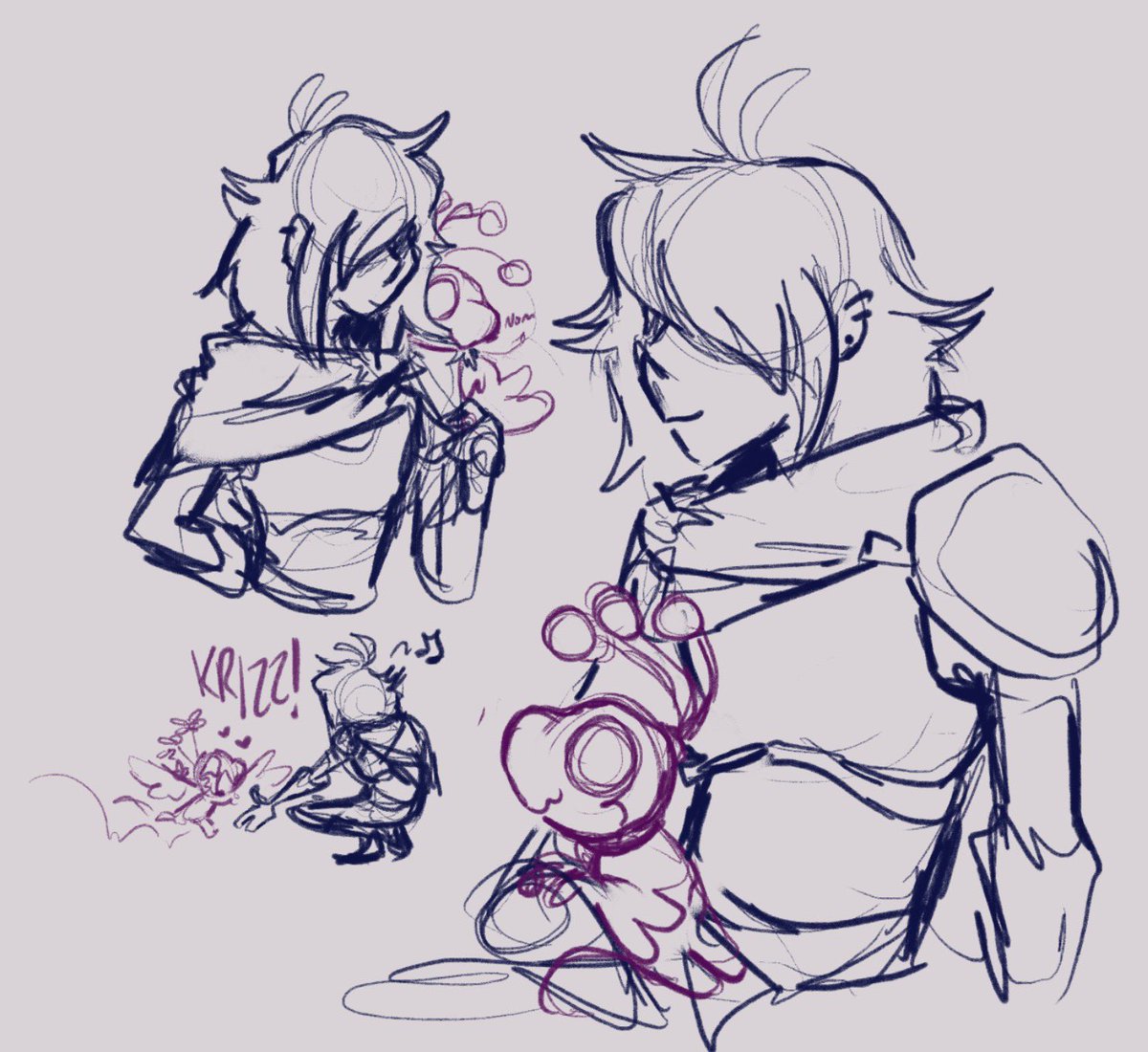 Bflyscribbles's tweet image. Assorted friends and family💜🩵💙

#deltarune #fankid