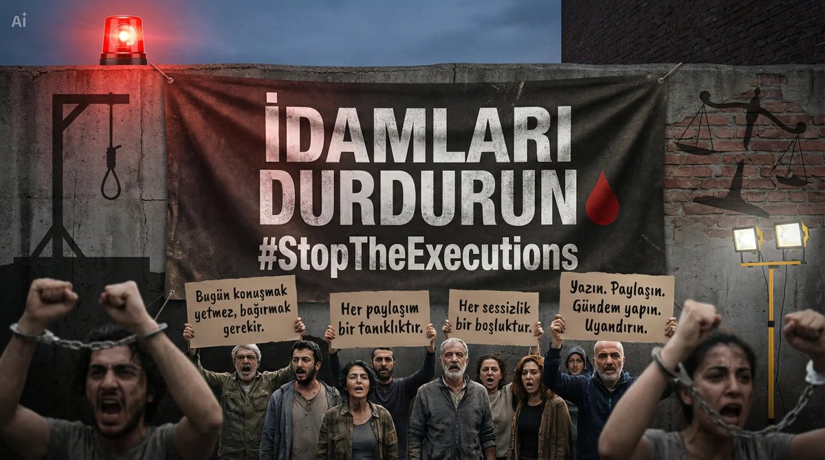 İdamları normalleştirmeye çalışan bu karanlığa karşı susmayacağız.

Bugün konuşmak yetmez, bağırmak gerekir.
Her paylaşım bir tanıklıktır.
Her sessizlik bir boşluktur.

🚨 İDAMLARI DURDURUN
🩸 #StopTheExecutions

Yazın. Paylaşın. Gündem yapın. Uyandırın.
Çünkü geç kalınan her