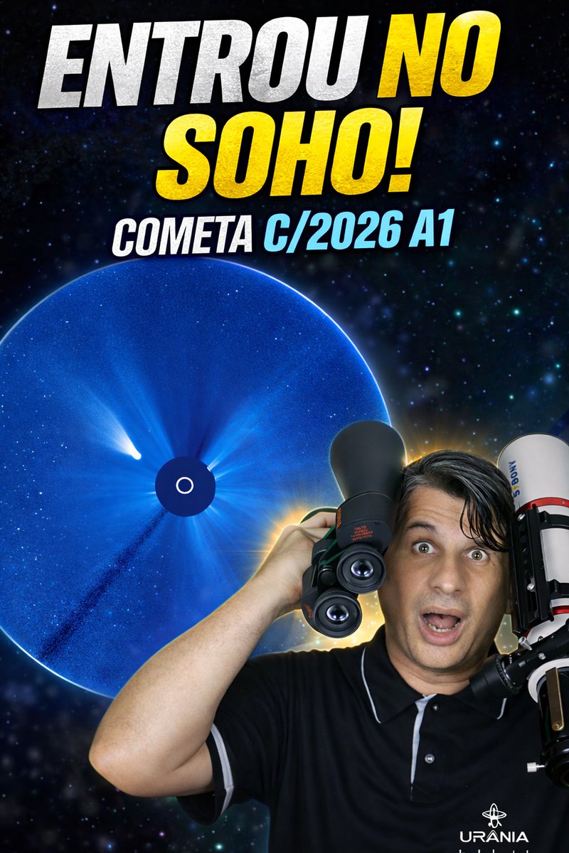 🚨 AO VIVO AGORA

☄️ O cometa C/2026 A1 já entrou no campo do SOHO
🔥 Vamos mostrar a trajetória até o periélio e o que esperar nos próximos dias
📺 youtube.com/live/Goq3W4gfQ…

#Astronomia #Cometa #SOHO