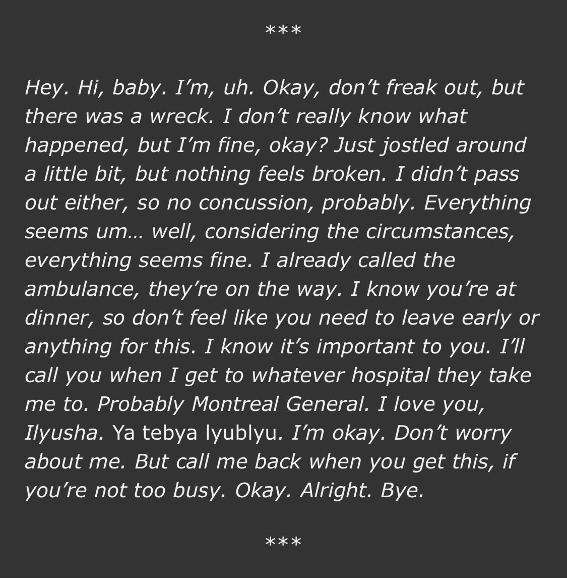 genuinely cried my ass off over this wip and how devastatingly beautiful it is (and I’m crying again as I make this post bc I reread the snippet I’m including)😭

archiveofourown.org/works/81280116