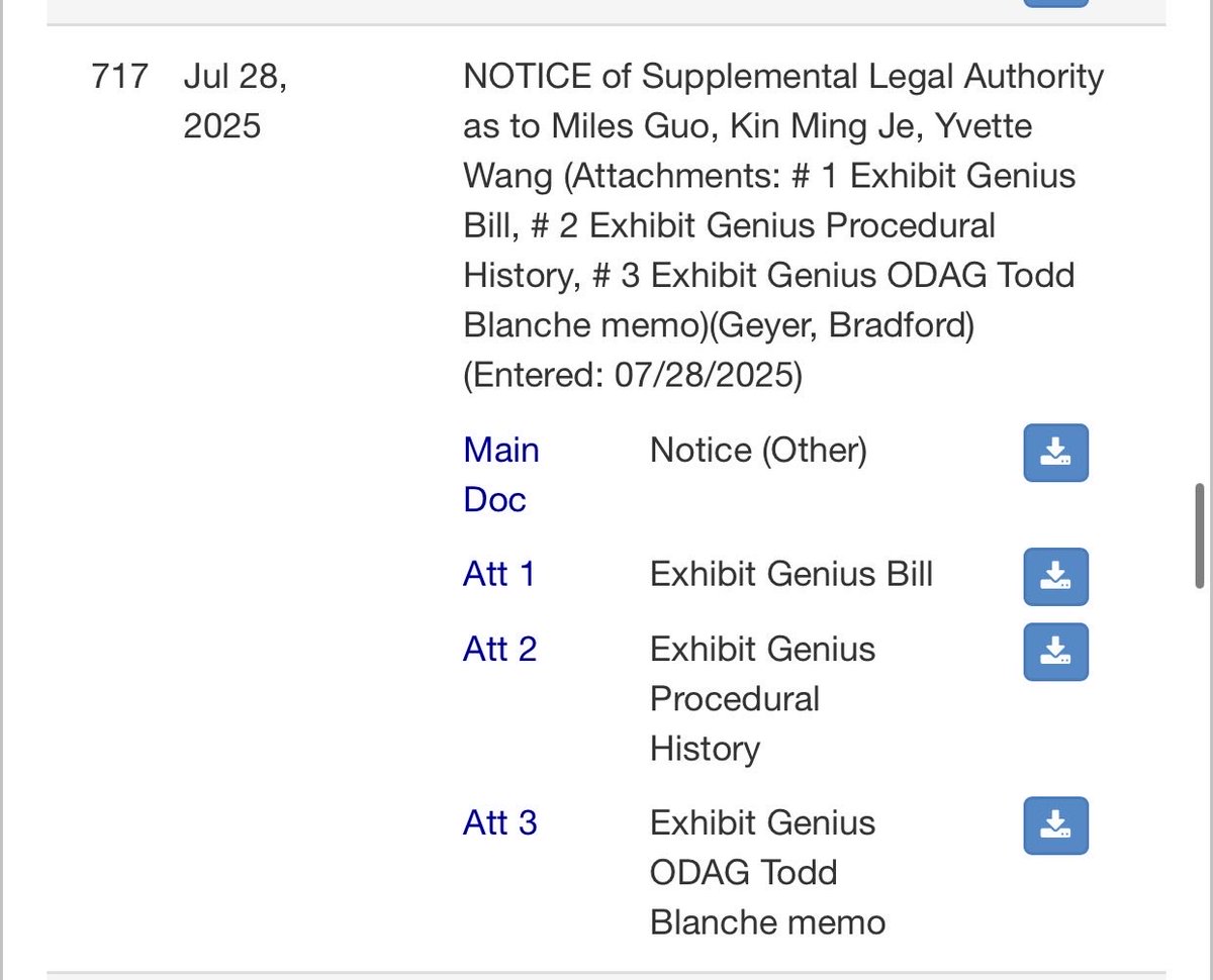 Maveric20230422's tweet image. 战友好，有一份717法庭文件，里面有今天刚上任的代理司法部长Todd Blanche的名字提及，(Pam Bondi今天刚被fire掉了，碰巧是郭先生律师提交Duncan Levin提供信息的关键时刻),请问可否做一个视频。