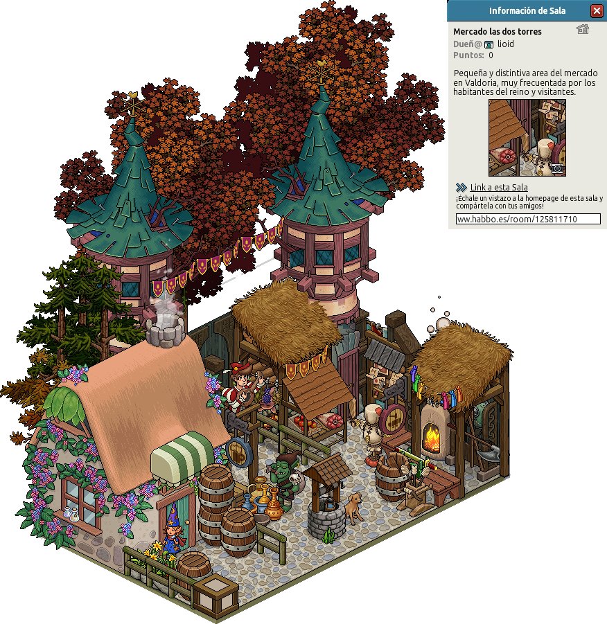 Concurso: Mercado de Valdoria

Sala: Mercado las dos torres
Usuario: lioid
Link: habbo.es/room/125811710

<a href="/ESHabbo/">Habbo ES/MX</a> <a href="/ESkinered/">𝓚𝓲𝓷 ⋅˚₊‧ 🌸 ‧₊˚ ⋅</a> <a href="/HB_Xavi/">:𝙓𝙖𝙫𝙞 🥷</a> <a href="/LinuxEnMac/">Bendecido14 ⚒️</a>
#MercadoM13W  #Habbo