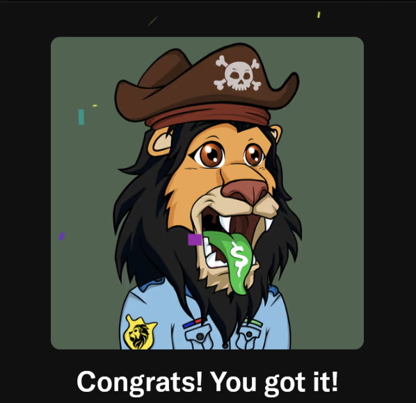 localcryptogod's tweet image. I picked up this Lion for a few reasons. 

@LazyCoCoLion and the lions there have done a great job with @LazyMoneyClub and making it a great group.

@Feliana_eth keeps posting their crew of lions who travel the seas and made me want one. 

Also, because I'm a lion. #ROAR