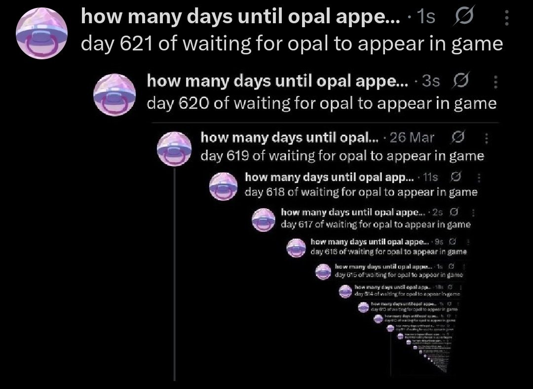 how many days until opal appears ingame tweet media