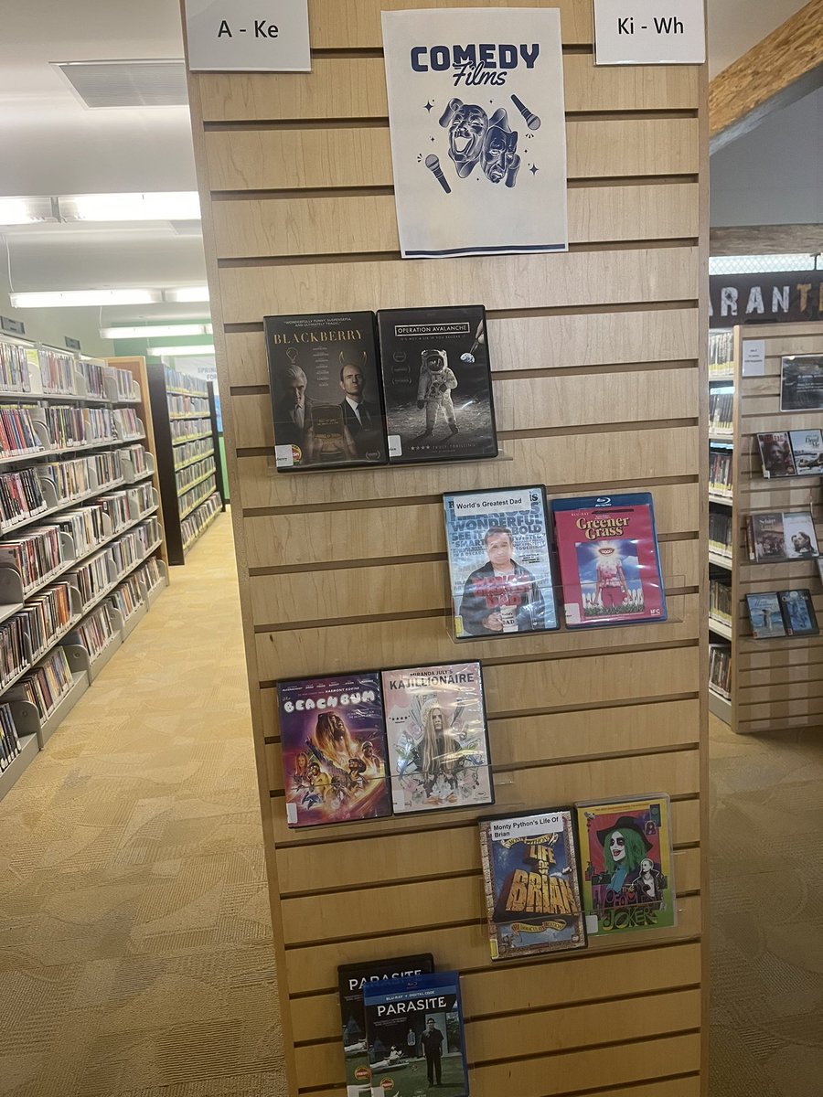 Tried to give myself the challenge of making the weirdest comedy films display I could get just using stuff we have