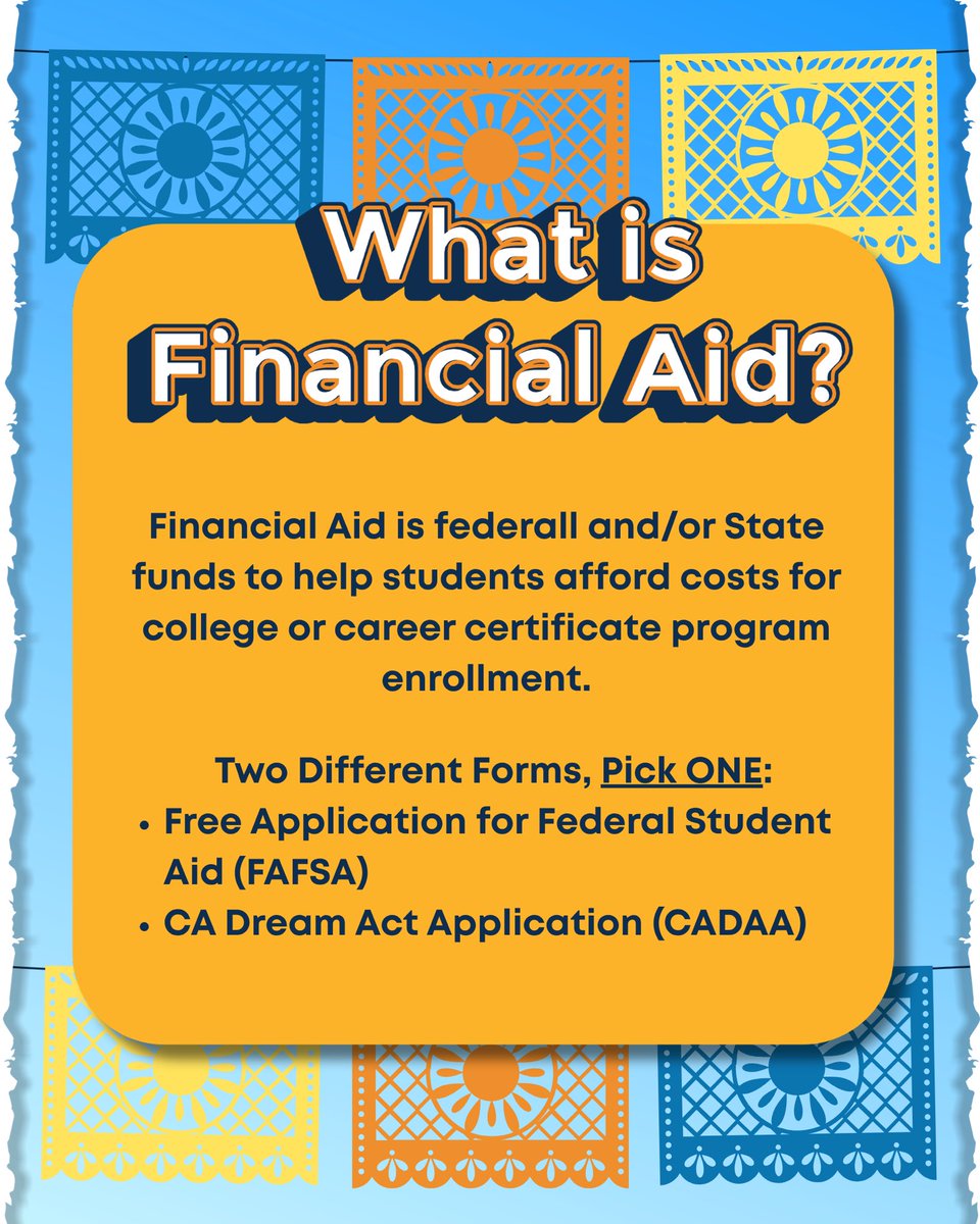 calsoapla's tweet photo. Did you know there are two types of financial aid packages you could submit? Do you know which one is right for you? Check out this breakdown of #FAFSA and #CADAA means for students of Mixed Status Families! For more information, check out our link in our bio or talk to your student success coach on campus!