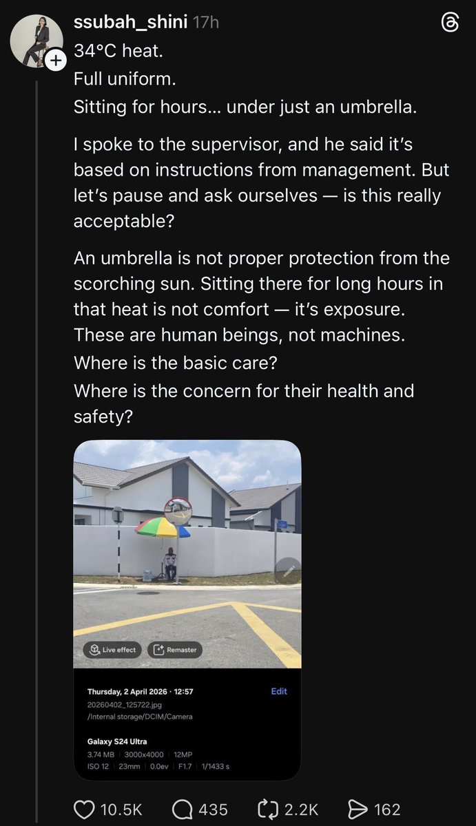 bckupacc99's tweet photo. Foreign workers are human too. Where is the humanity in this management system? https://t.co/4GL1O0UeJR