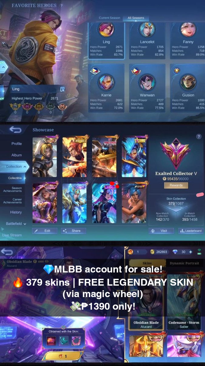 grittyisgooddd's tweet photo. @DriftProtocol 💎 MLBB Account For Sale!
🔥 379 Skins | FREE LEGENDARY SKIN
(via Magic Wheel)
💸 $30 only! 

PAY ME IN $SOL GwhcAXPhpmhF8MD4jmMRrUhkukhYJUqtFzjqD1hFhpN 

#MLBBaccountforsale #MLBBskins https://t.co/EIcGjk2w5M