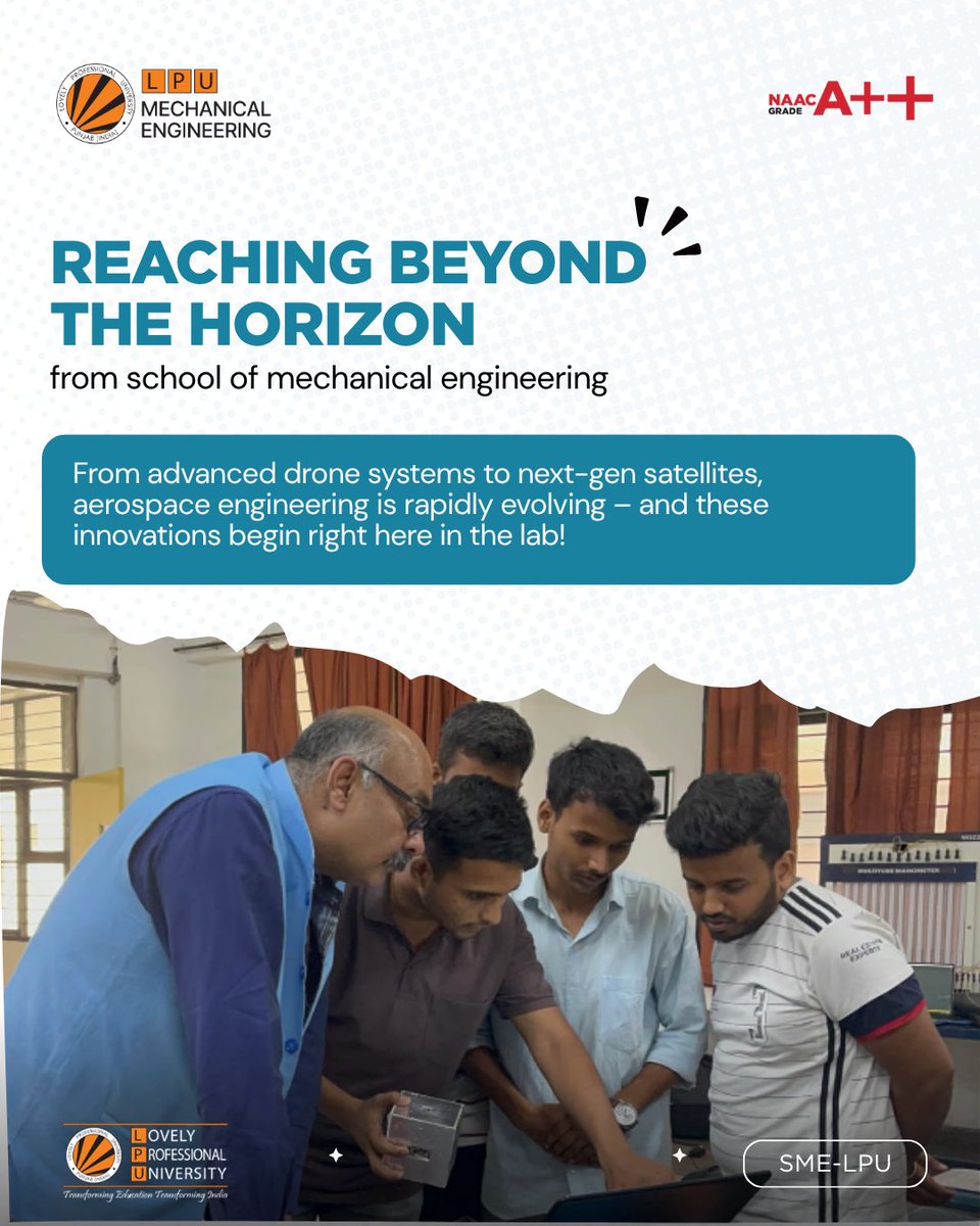 Reaching Beyond the Horizon 🚀

At the School of Mechanical Engineering, innovation begins with hands-on learning and collaborative exploration. From advanced drone systems to next-generation satellite technologies, students are actively engaging in cutting-edge developments that