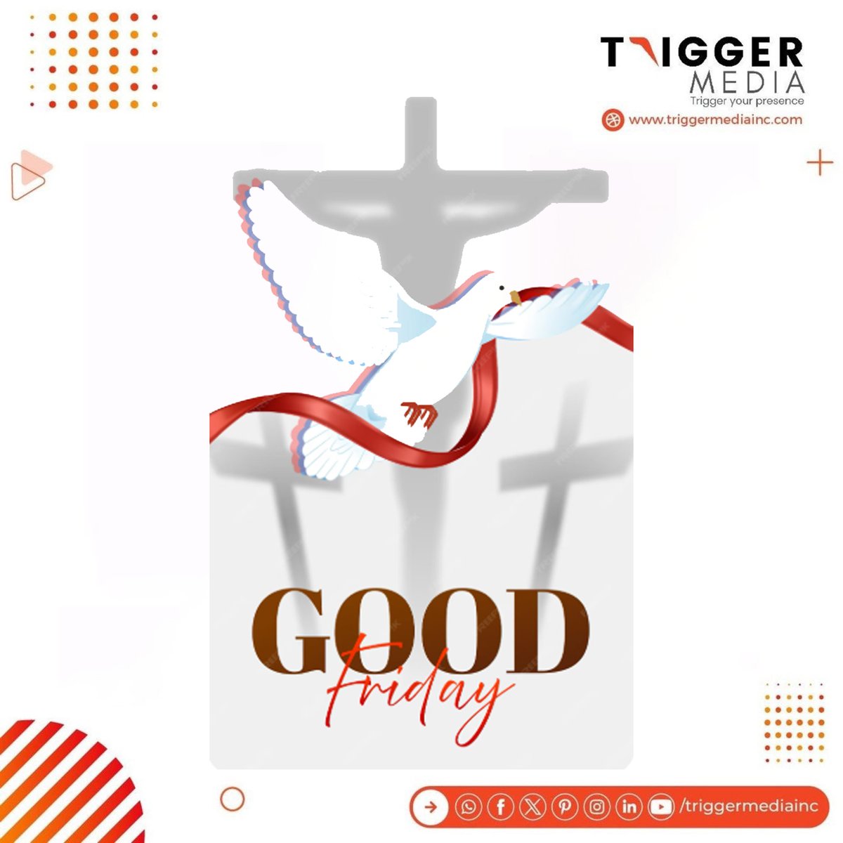 TriggerMediaInc's tweet photo. This Good Friday, we reflect on values that guide us—integrity, compassion, and purpose.

Wishing everyone a day of peace and reflection.
.
.
.
#GoodFriday #FaithAndHope #DayOfReflection #PeaceAndGrace #TriggerMediaInc #Gratitude #TriggerMedia #TriggerYourPresence #LetsChat https://t.co/M8f0hp4GNT