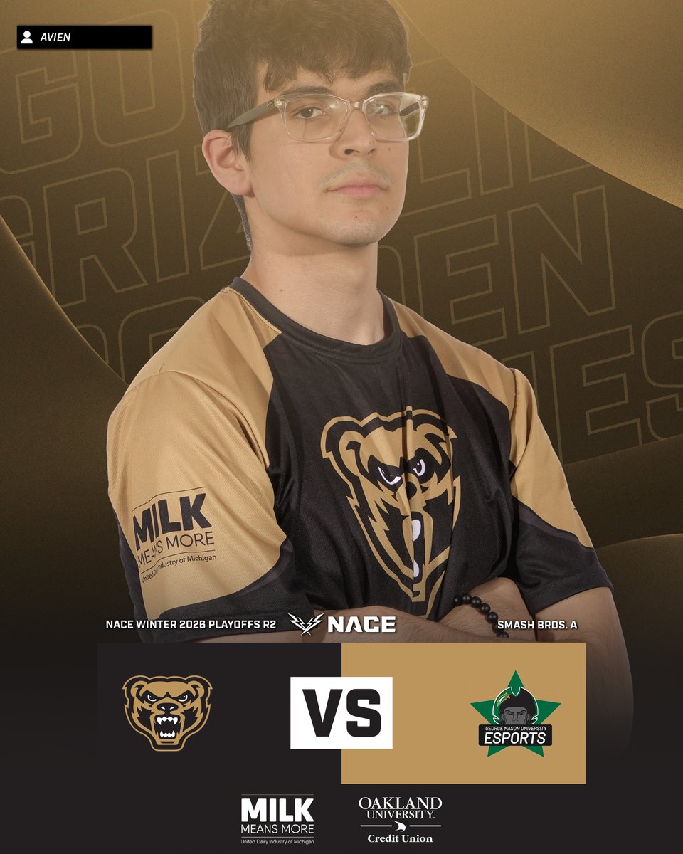 OaklandEsports's tweet photo. The Golden Grizzlies Smash Bros. A Team is here tonight to secure a spot in the National Playoffs Top 8 LAN in Orlando. It's a big match, and the team is ready to get a big #OUWin tonight.

🆚 @masonesports 
⏰ 8:30 PM
📺 https://t.co/aZZTaXoNbG
▶️ @NACEsports https://t.co/ibpHoCRGiZ
