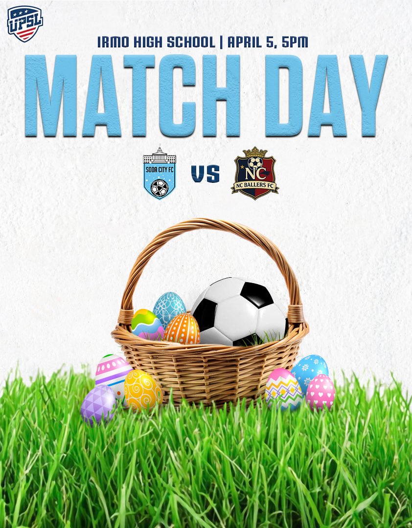 SodaCityFC's tweet photo. Celebrate Easter Sunday with Soda City FC 🐣

We will be going head to head against NC Ballers FC this Sunday, April 5 at 5! We need YOU 🫵 in the stands! 🩵

📍Irmo High School; 6671 St Andrews Rd, Columbia, SC 29212 https://t.co/hSpF15mt68