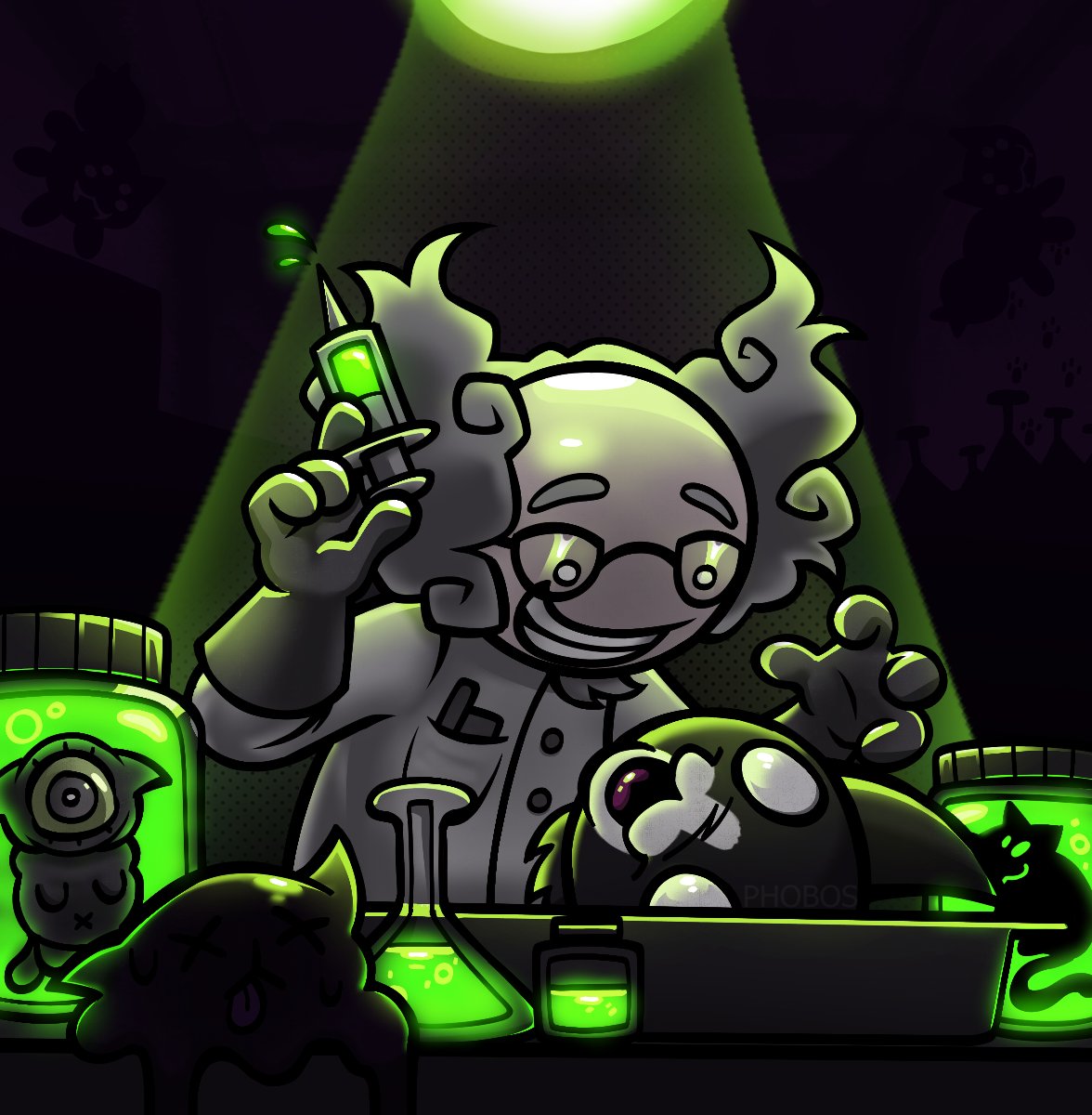 nopemo_m's tweet photo. Dr. Thomas A. Beanies has a very good head on his shoulders... and another one in a dish on his desk.

#mewgenics #mewgenicsfanart #MerchgenicsContest
@edmundmcmillen @TheMaestroTeam https://t.co/23N49oSJGX