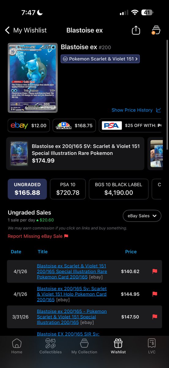 Last 3 sales for this card are tending down…time to buy one?