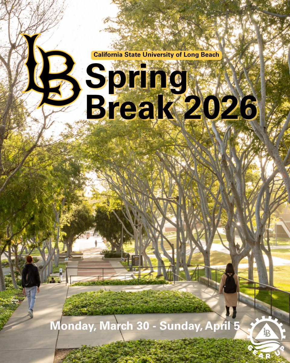 We hope you are enjoying  Spring Break, CSULB students! The academic break lasts a total of one week, from Monday, March 30 to Sunday, April 5. Go Beach!

<a href="/csulbasi/">CSULB ASI</a>

#LongBeachGEARUP #CSULB