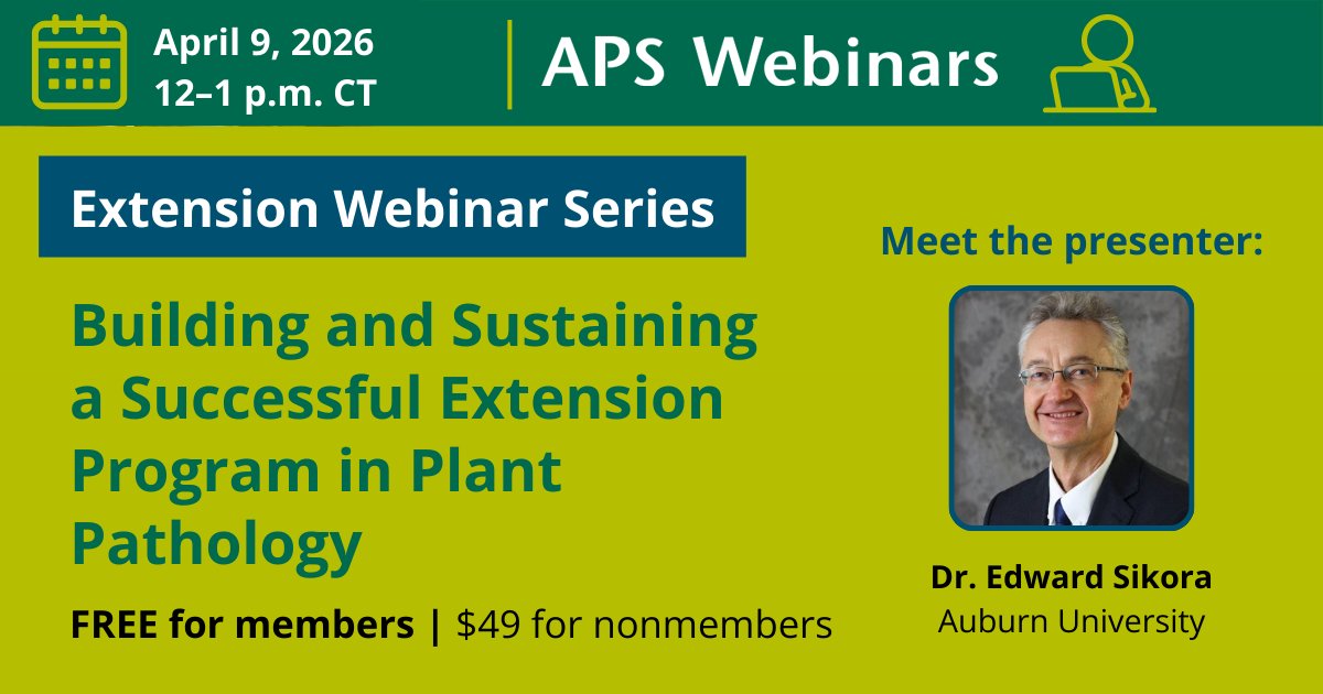 plantdisease's tweet image. Strong #Extension programs don’t happen by accident. Join our April 9 #webinar, "Building and Sustaining a Successful Extension Program in Plant Pathology." 

Get a clearer understanding of the opportunities, demands, and rewards of careers in Extension: bit.ly/4leYYys