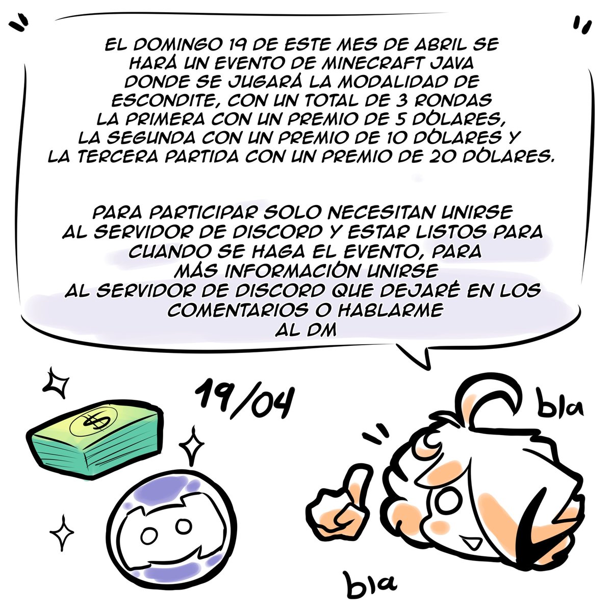 MunMoonDrawings's tweet photo. Oigan papush voy a hacer un eventito en Minecraft así con dinerito pa que los que estén interesados me hablen al DM 🥀 entrenle no sean pobres https://t.co/VjSisCyZNY