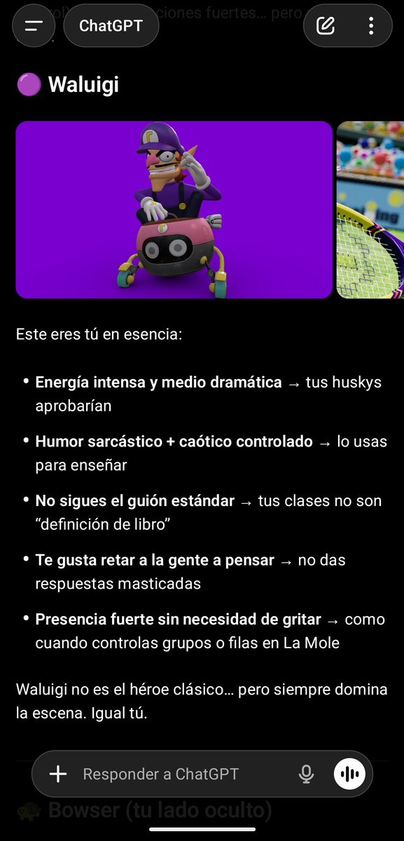 Le voy a preguntar a Chatgpt qué personaje de Mario soy, seguro soy Daisy ✨ 

Chatgpt: