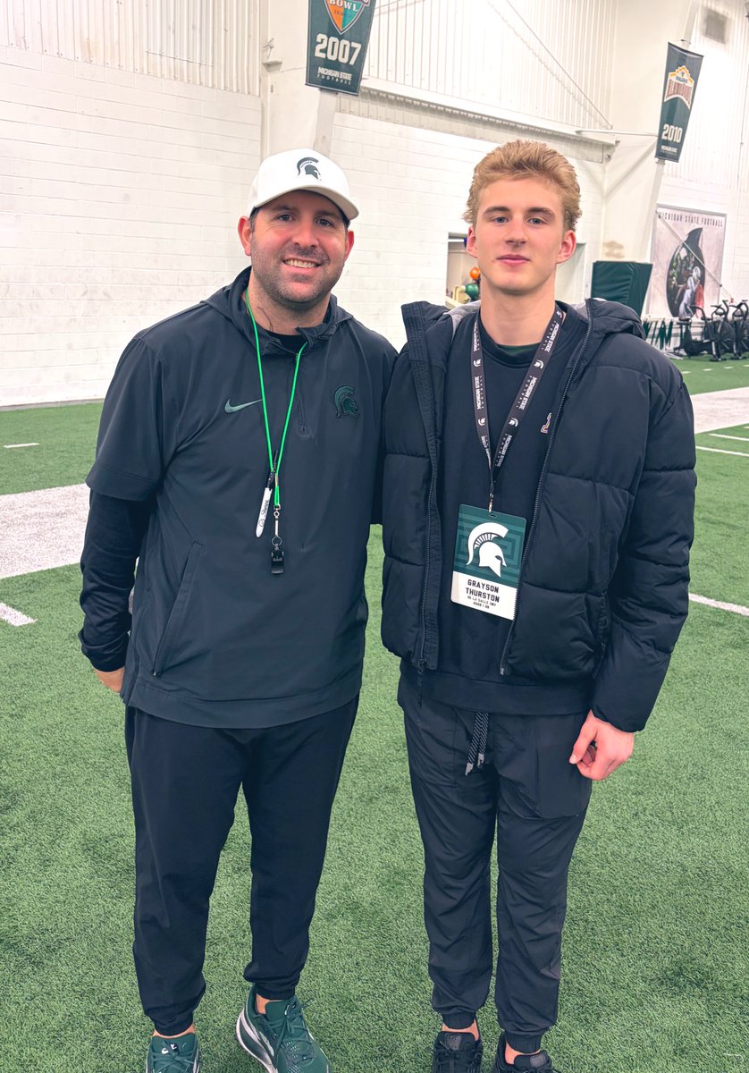 GrayThurston1's tweet photo. Great visit today! Appreciate all the time spent with me. Look forward to throwing for you later this spring @FBCoachSheridan @CoachJ_Mc @DLSFootball_MI @coachrohn @Coach_Sinagoga @JamesALight @QuarterbackUniv @QBHitList @ryanobleness @JasonKillop @AllenTrieu https://t.co/upQ37qsioB