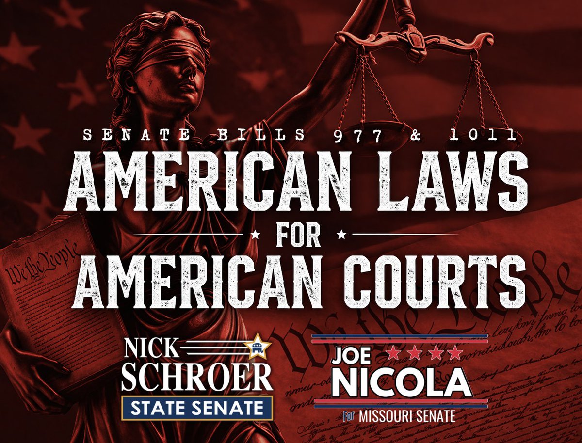NickBSchroer's tweet image. Happy to announce that our  American Laws for American Courts legislation passed unanimously in the MO Senate today. No foreign or religious law will be your out-of-jail free card. My bill (977) joined with@JoeNicola’s (1011) and will now head over to the Missouri House! #moleg