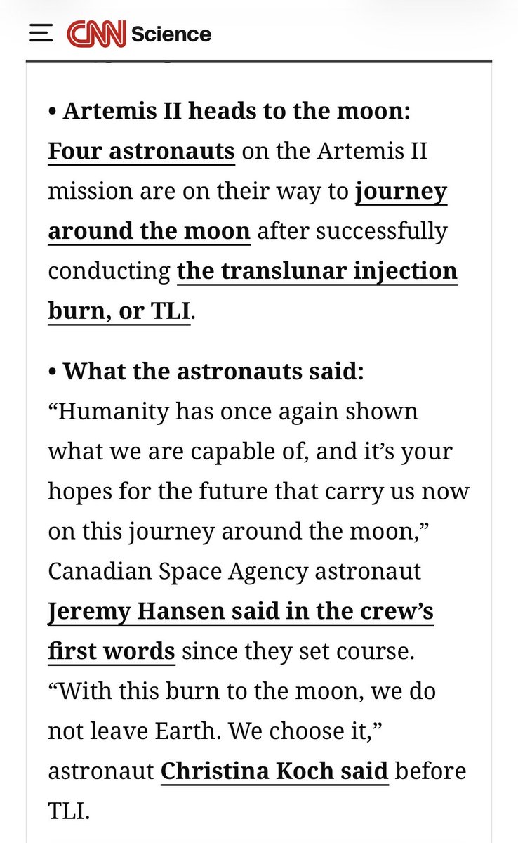 colqgrant's tweet photo. Can we take a moment away from doomscrolling and arguing on this site to acknowledge the humans who left Earth’s orbit on their way to the Moon for the first time in 54 years and wish them Godspeed. https://t.co/Hi47dIMkBj