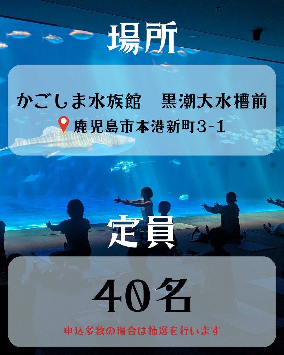 kagospo's tweet photo. \🐟参加者募集中🐟/

早朝の水族館で新年度の疲れを癒しませんか？🍀
📅4月18日（土）7:35～9：05
　※受付　7:00～7:30
📍かごしま水族館　黒潮大水槽前

詳細・お申し込みはこちらから↓
https://t.co/4Jis2tdrsn

＃かごスポ　＃鹿児島市　＃ピラティス https://t.co/dZdfcp2qzp