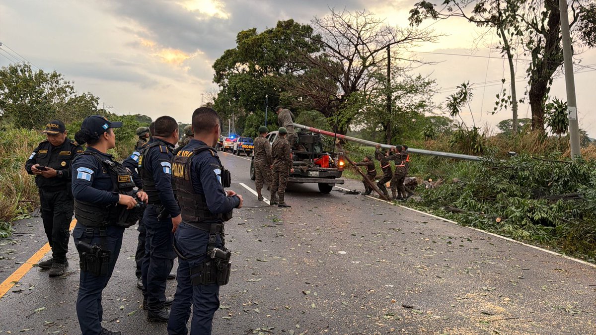 GSuchitepequez's tweet photo. A la altura del km 120 de la ruta CA-2 Sur Occidente, un árbol cayó sobre la cinta asfáltica, generando obstrucción vehicular.
✅ No se reportan heridos.
👷‍♂️ Equipos ya trabajan para habilitar el paso.
🏛️ Autoridades mantienen activo el plan de respuesta.
⚠️ Precaución al conducir https://t.co/JafTu9QSie