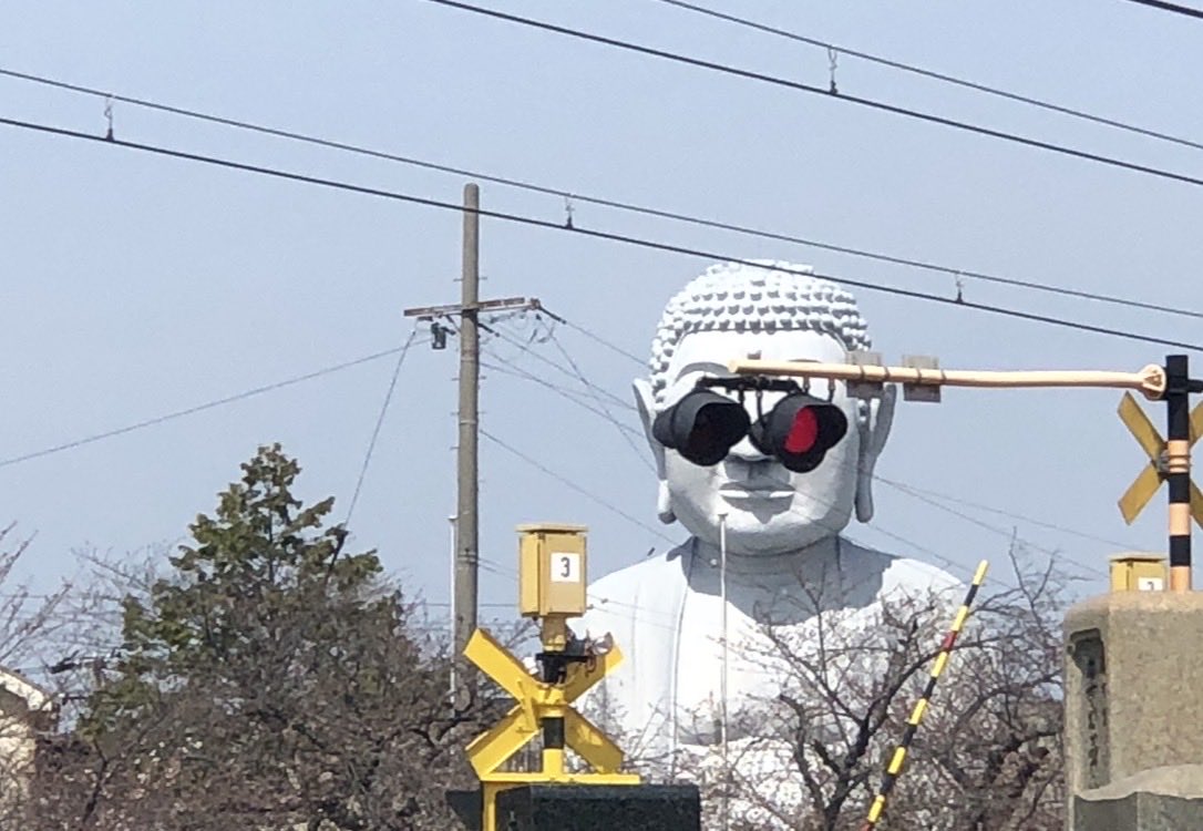 最近踏切見に行ってないので、以前撮った大仏グラサン踏切でもあげておきます🕶️