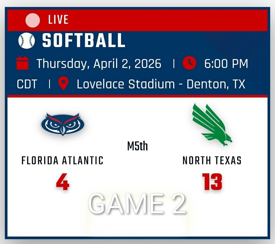 FAU_Owls_Nest's tweet image. The Owls fortune does not improve in G2 as #FAU is run ruled 13-4 after taking a 2-0 early lead. They will indeed try to make it a Good Friday with a salvage tomorrow.