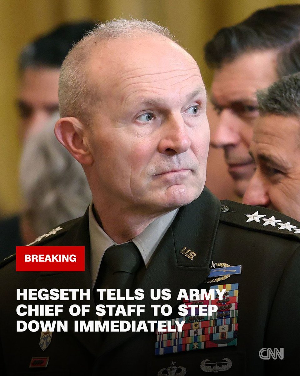 rahul4bisht's tweet image. U.S. Army Chief of Staff General Randy George has been told to retire immediately—marching orders straight from Defense Secretary Pete Hegseth amid rising Pentagon tensions. No farewell parade, just a quiet exit after leading the Army’s transformation push.