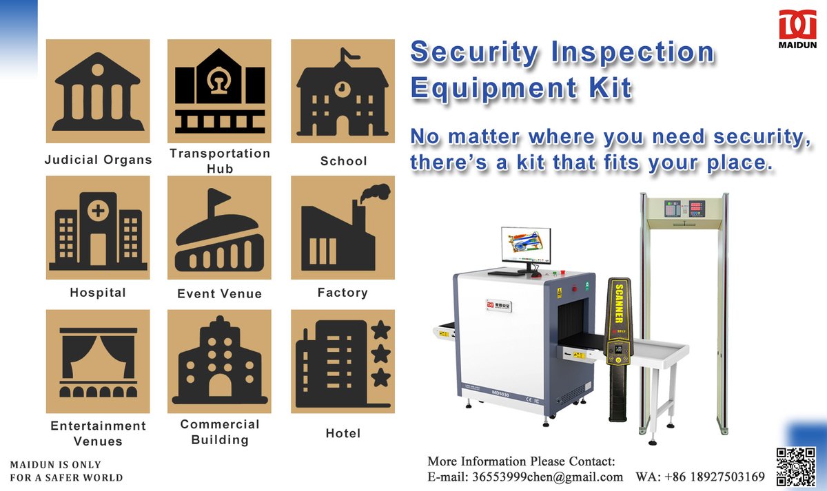 MaidunSecurity's tweet photo. One kit. Nine scenarios. Total security.
No matter where you need security, there's a kit that fits your place. 🔒
#SecurityKit #Export #Maidun #handheldmetaldetector #metaldetector #walkthroughmetaldetector #xraybaggagescanner https://t.co/6xjNClr2VZ