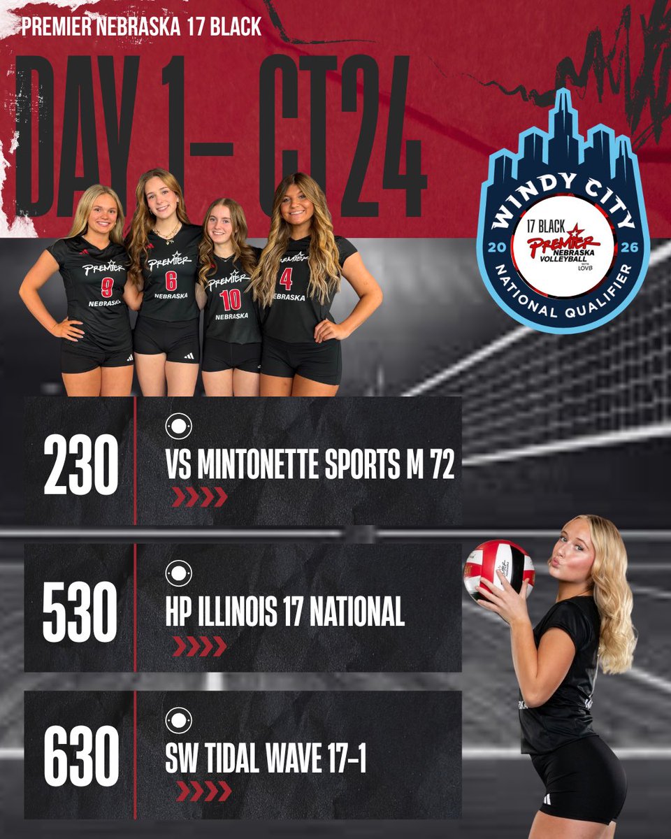 premier17B's tweet photo. Look out Chicago!  These ladies came to compete 💪🏐 See you tomorrow on Court 24! @Premier_VB @PrepDig @PrepDig_NE  @VBAdrenaline https://t.co/XOc1G8olyU