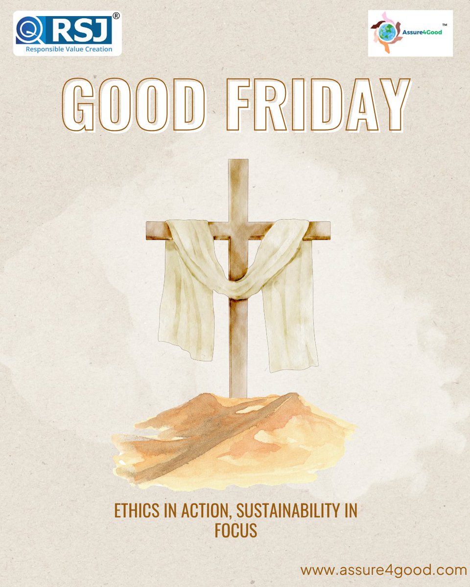 Assure4Good's tweet image. On this Good Friday, we reaffirm our commitment to Ethical Practices and Sustainable Impact, driving responsible change across industries. 🌍♻️

#GoodFriday #Sustainability #EthicalBusiness #SocialImpact #ResponsibleBusiness #Assure4Good