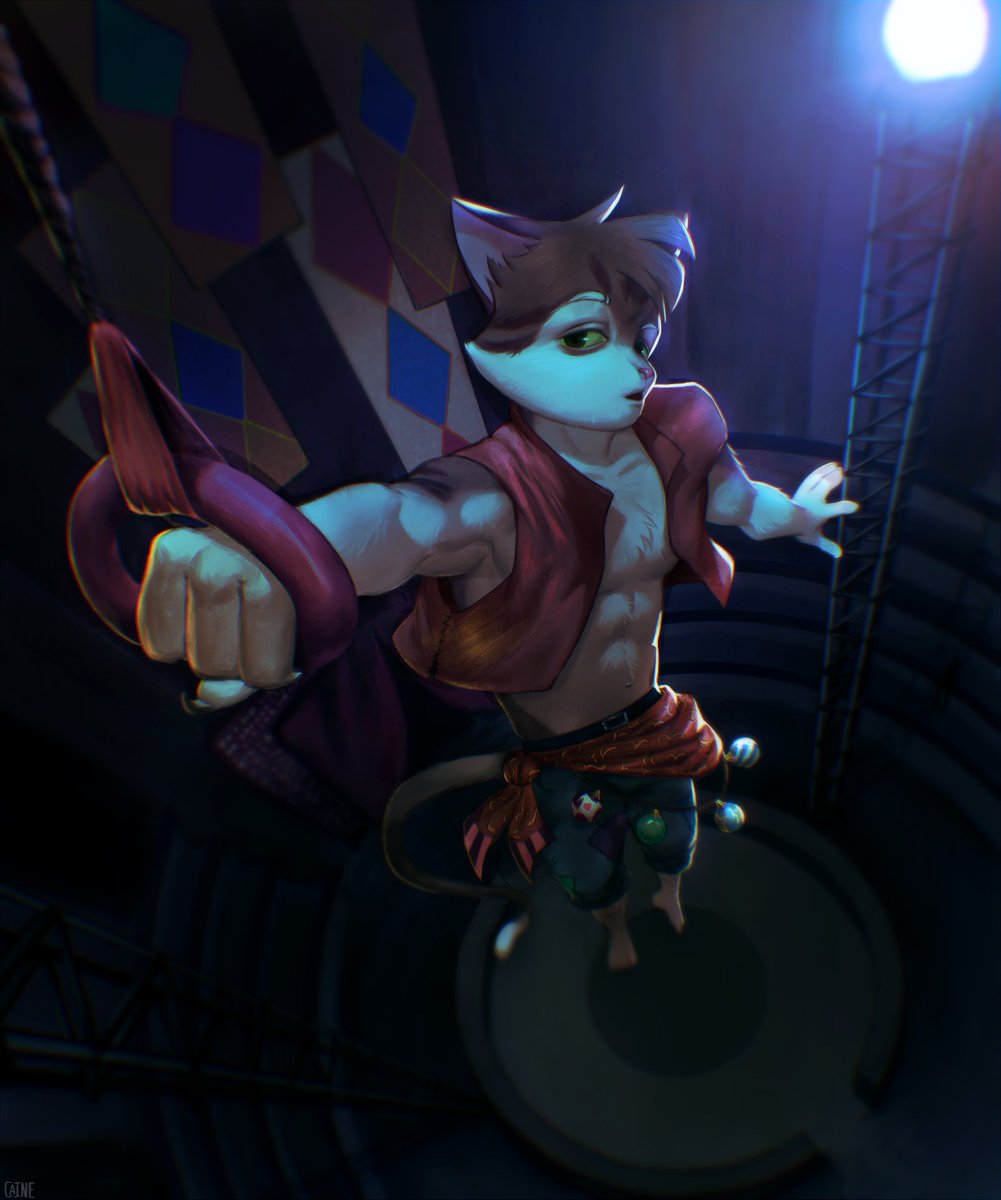 Catty_Tonic's tweet photo. 'Like the bad old days...'
Finally getting more art of Vittore here. Learning of a circus coming to town, he snuck in late to relive what it was like to swing from so high off the ground. But dark thoughts are festering inside.
Art by: @workofcaine
#LackaOC #Lackadaisycats https://t.co/XNxXMzOnIc