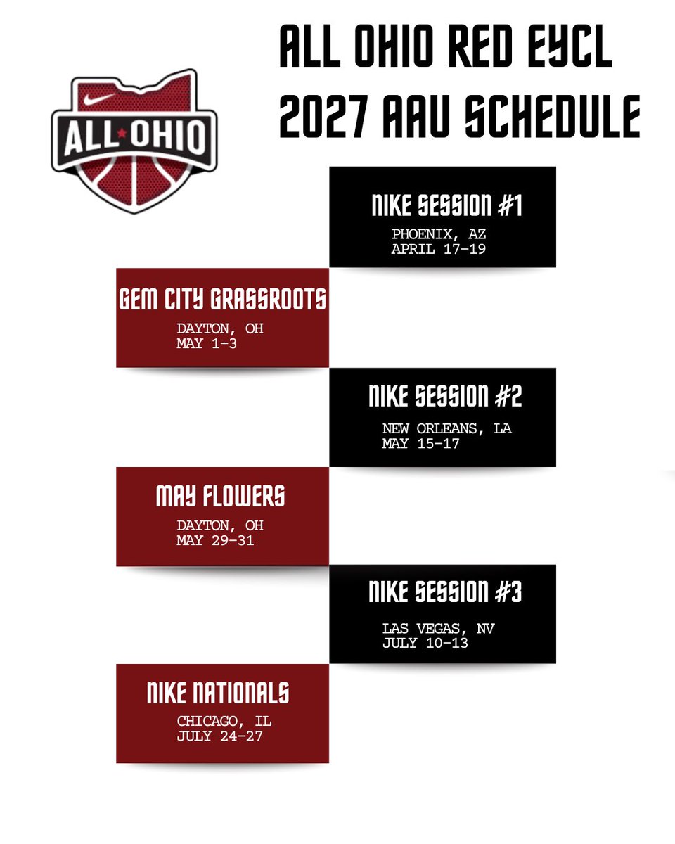 kendallowens_1's tweet photo. Here is my schedule for this AAU season! My team is All Ohio Red 17u EYCL. @AllOhioGirls @mikemillsnc @CoachB_NCSA https://t.co/aZl070viLS