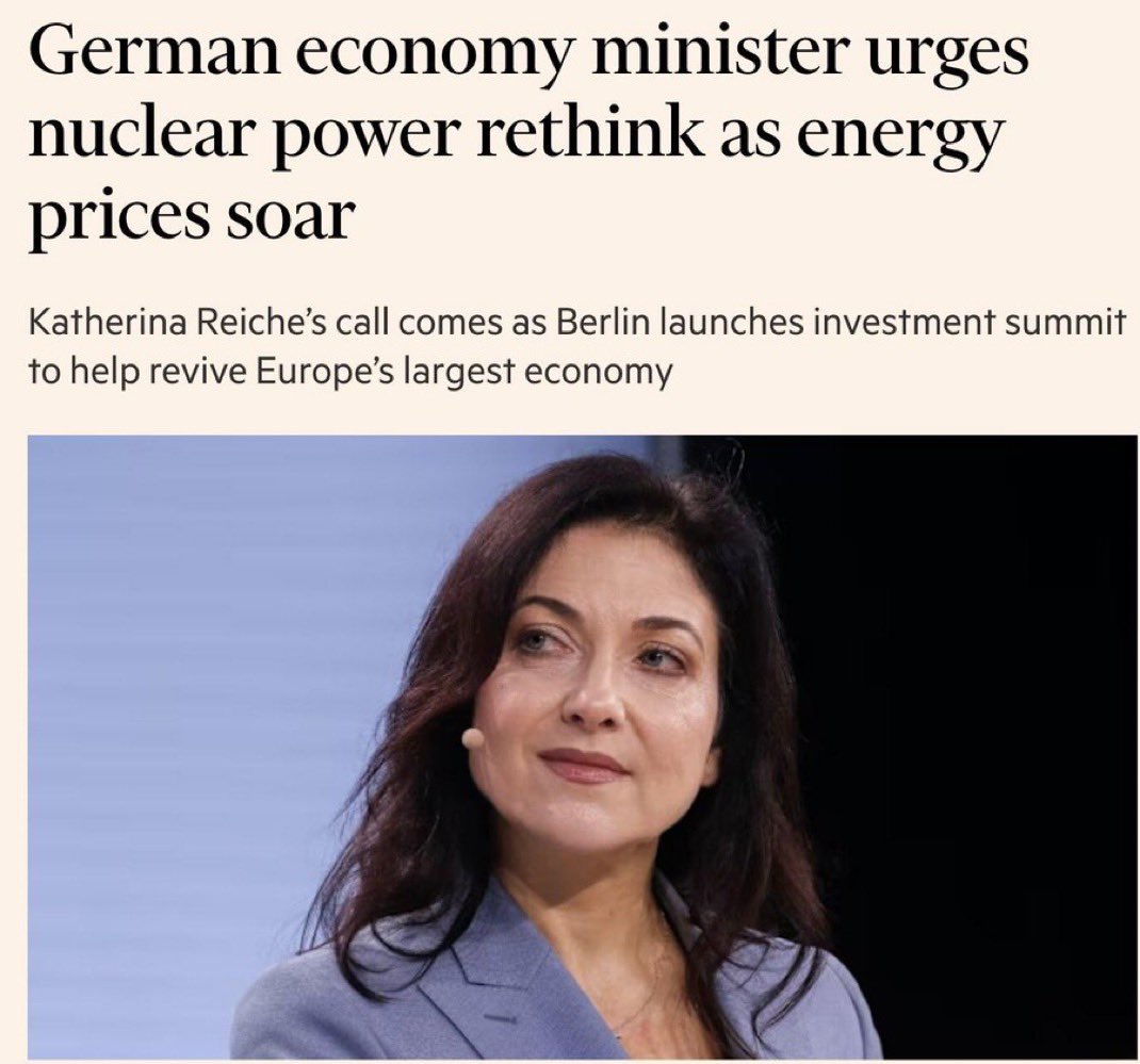 visegrad24's tweet photo. Germany's Economy Minister Katrin Reich says Germany should consider building nuclear power plants again due to the new energy crisis https://t.co/bxAEUS2tWA