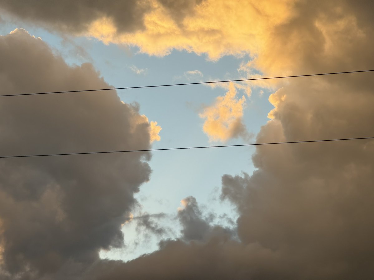 Erie High School high jump pit had its strap break in the high winds and the pit took down 2 different fence sections before getting impaled in one of the broken fence poles and stopping

Also the other photo was a beautiful photo i took if it weren’t for some damn power lines
