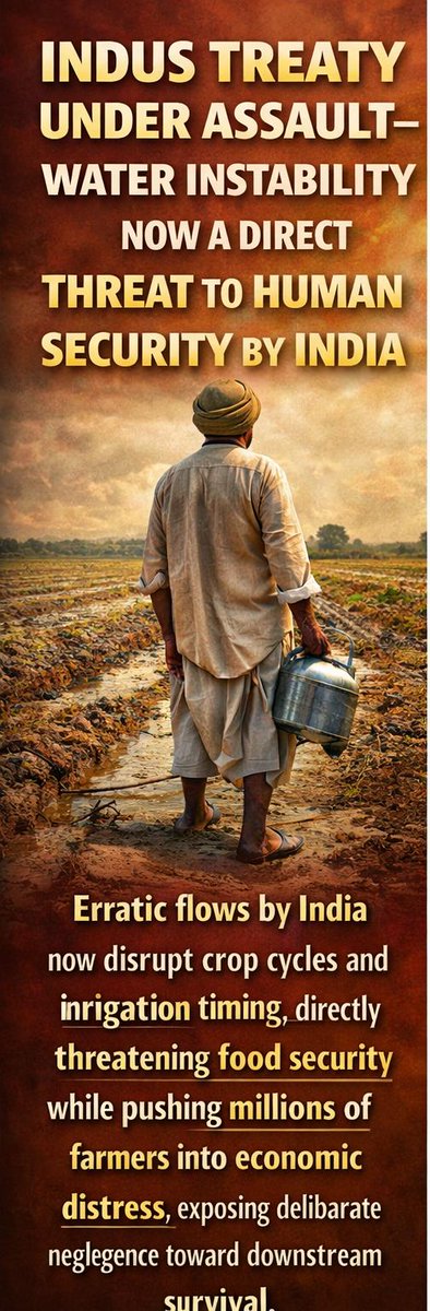 Doctor76333's tweet image. Erosion of the Indus Waters Treaty is turning water cooperation into insecurity—disrupting flows, food, energy, and health. Data gaps and rising uncertainty now threaten human security across the basin. #IndusWatersTreaty #WaterSecurity #HumanSecurity