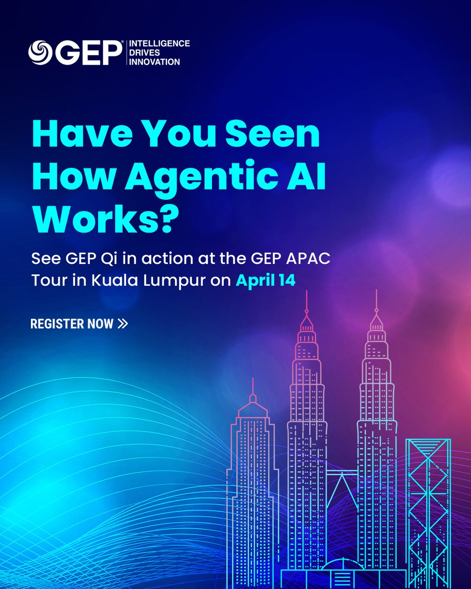 GEP_Worldwide's tweet image. Real #procurement use cases. Live agentic #AI demo. Open conversations. Join us in Kuala Lumpur on April 14 to explore procurement’s top priorities in 2026 and experience GEP Qi, our agentic AI engine. Don’t miss it: bit.ly/4uGSyfN