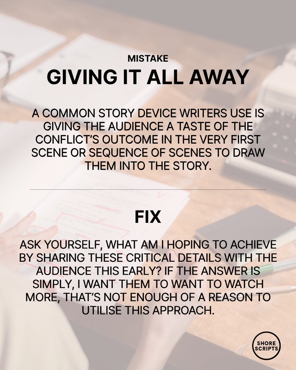 ShoreScripts's tweet photo. Teasing the outcome works best when it creates curiosity, not clarity, the mystery is what keeps viewers invested.

If your script needs a second set of eyes, our #ScriptCoverage service offers detailed feedback to help you strengthen your script.

https://t.co/WTu67y3ll4 https://t.co/FsfETGhQBA