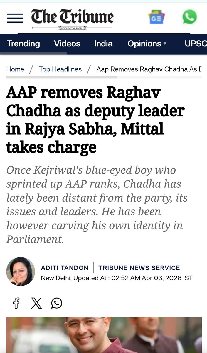 RAWATSINGHAMIT's tweet photo. @AamAadmiParty #Raghavchadda जैसे युवा और प्रभावी नेता को Deputy Leader के पद से हटाने का निर्णय क्यों लिया गया?

उन्होंने   हमेशा जनता से जुड़े मुद्दों को मजबूती से उठाया है और अपनी जिम्मेदारी को बखूबी निभाया है ये निर्णय समझ से परे है
कृपया इस निर्णय को बदले
 #AAP #Democracy https://t.co/HdZjuvN9sa