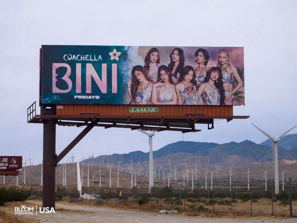 LOOK: A BINI billboard pops up along the 10 Freeway headed to Palm Springs, California.

The billboard is a gift from Blooms International USA ahead of the Philippine girl group’s historic performances at Coachella on April 10 and 17. | via <a href="/tjmanotoc/">TJ Manotoc</a> 

(📷 Courtesy: Yarra