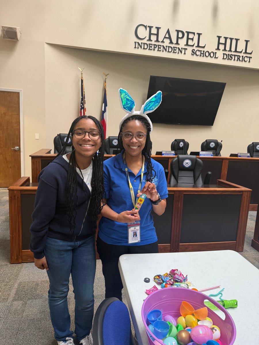 Easter Egg hunt for ⁦<a href="/ChapelHill_ISD/">Chapel Hill ISD</a>⁩ office staff children. Culture at The Hill! Happy Easter 🐰